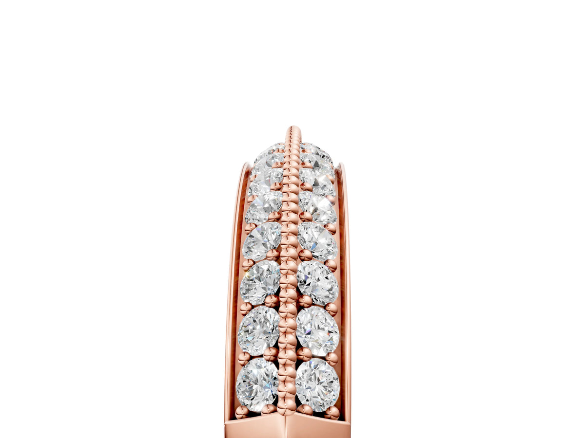 Rose gold Double Row Pavé Round Diamond White Gold Band with Shared Prong Setting_5