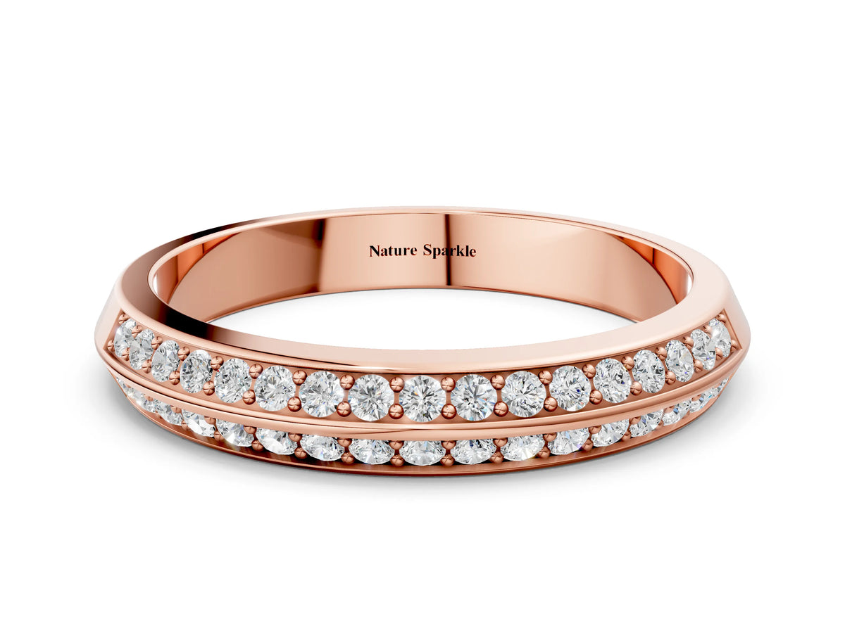 Rose gold Double Row Round Diamond Channel Set Eternity Band