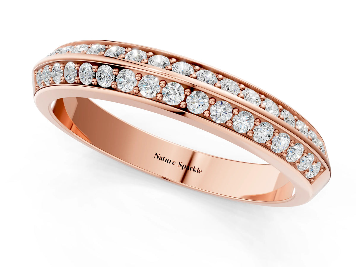 Rose gold Double Row Round Diamond Channel Set Eternity Band_1