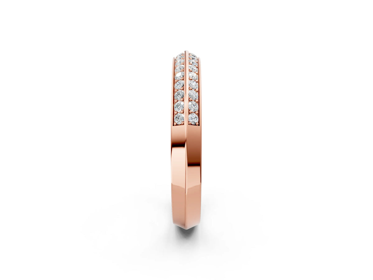 Rose gold Double Row Round Diamond Channel Set Eternity Band_2