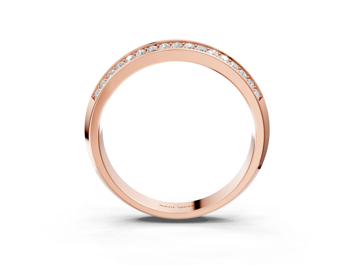 Rose gold Double Row Round Diamond Channel Set Eternity Band_3