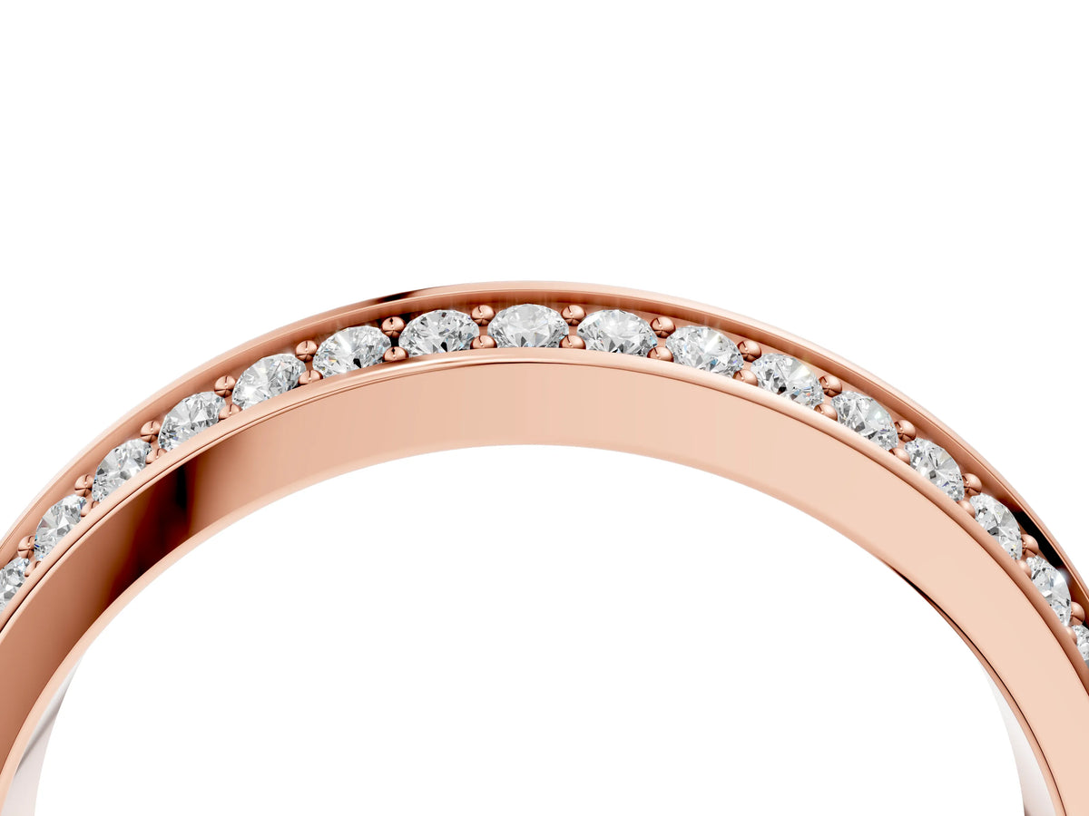 Rose gold Double Row Round Diamond Channel Set Eternity Band_4