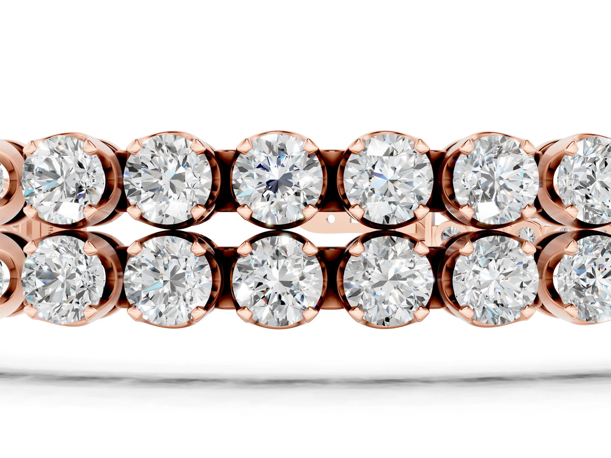 Rose gold Double Row Round Diamond Tennis Bracelet with Prong Setting_1