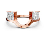 Rose gold Dual Round Diamond Open Band Ring with Prong Setting