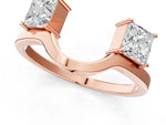 Rose gold Dual Round Diamond Open Band Ring with Prong Setting_1