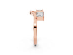 Rose gold Dual Round Diamond Open Band Ring with Prong Setting_2