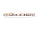 Rose gold East-West Emerald Cut Diamond Tennis Bracelet with Bezel Setting