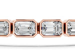 Rose gold East-West Emerald Cut Diamond Tennis Bracelet with Bezel Setting_1