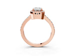 Rose gold Emerald Cut Cut Diamond Halo Engagement Ring with Milgrain Detail and Pavé Band_3