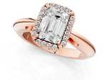 Rose gold Emerald Cut Cut Diamond Halo Engagement Ring with Split Shank and Four-Prong Setting_1