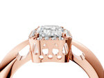 Rose gold Emerald Cut Cut Diamond Halo Engagement Ring with Split Shank and Four-Prong Setting_4