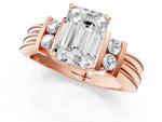 Rose gold Emerald Cut Cut Three-Stone Channel Set Ring with Bar Prongs_1