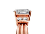 Rose gold Emerald Cut Cut Three-Stone Channel Set Ring with Bar Prongs_5