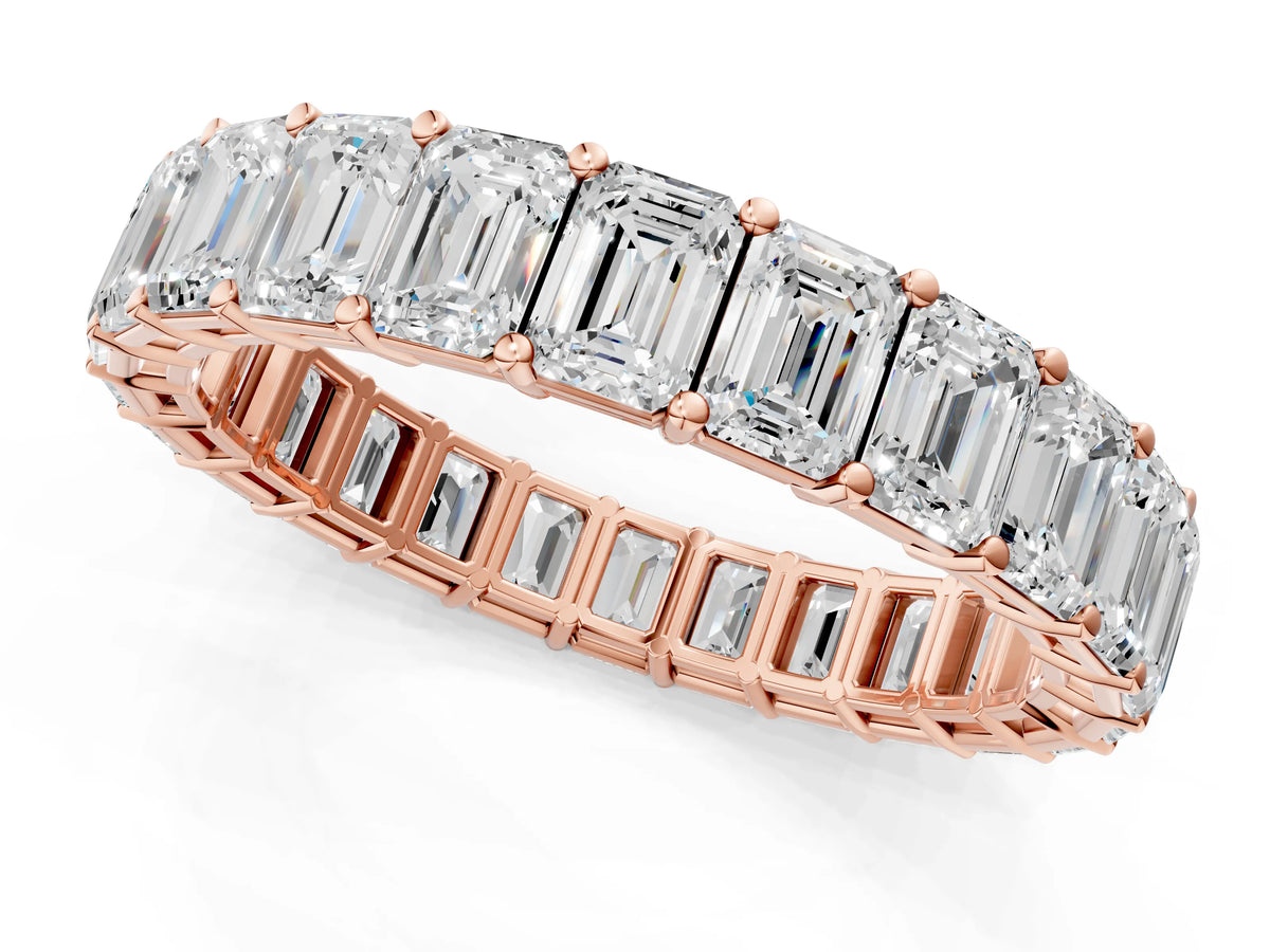 Rose gold Emerald Cut Diamond Eternity Band with Shared Prong Setting_1