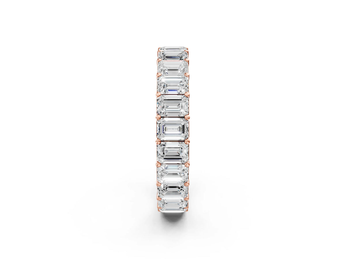 Rose gold Emerald Cut Diamond Eternity Band with Shared Prong Setting_2