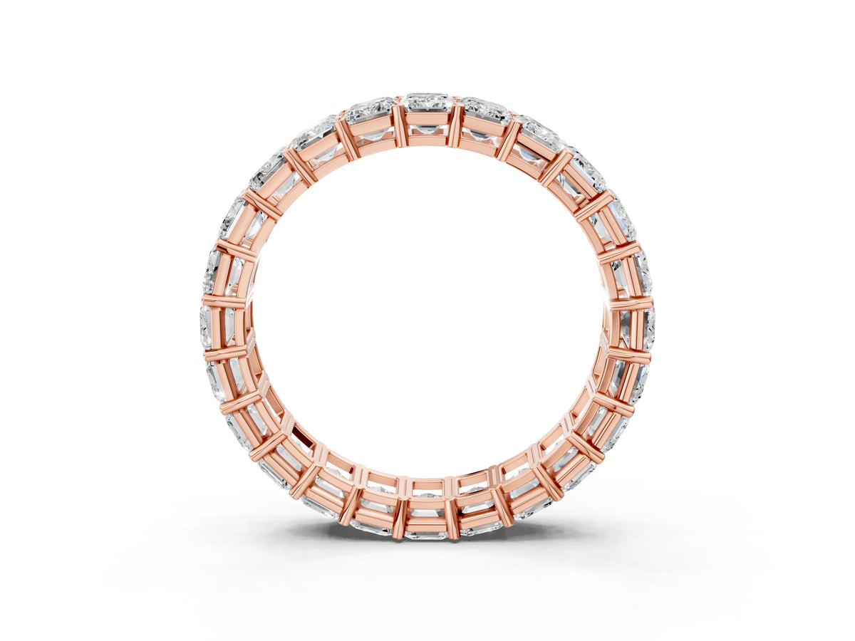 Rose gold Emerald Cut Diamond Eternity Band with Shared Prong Setting_3