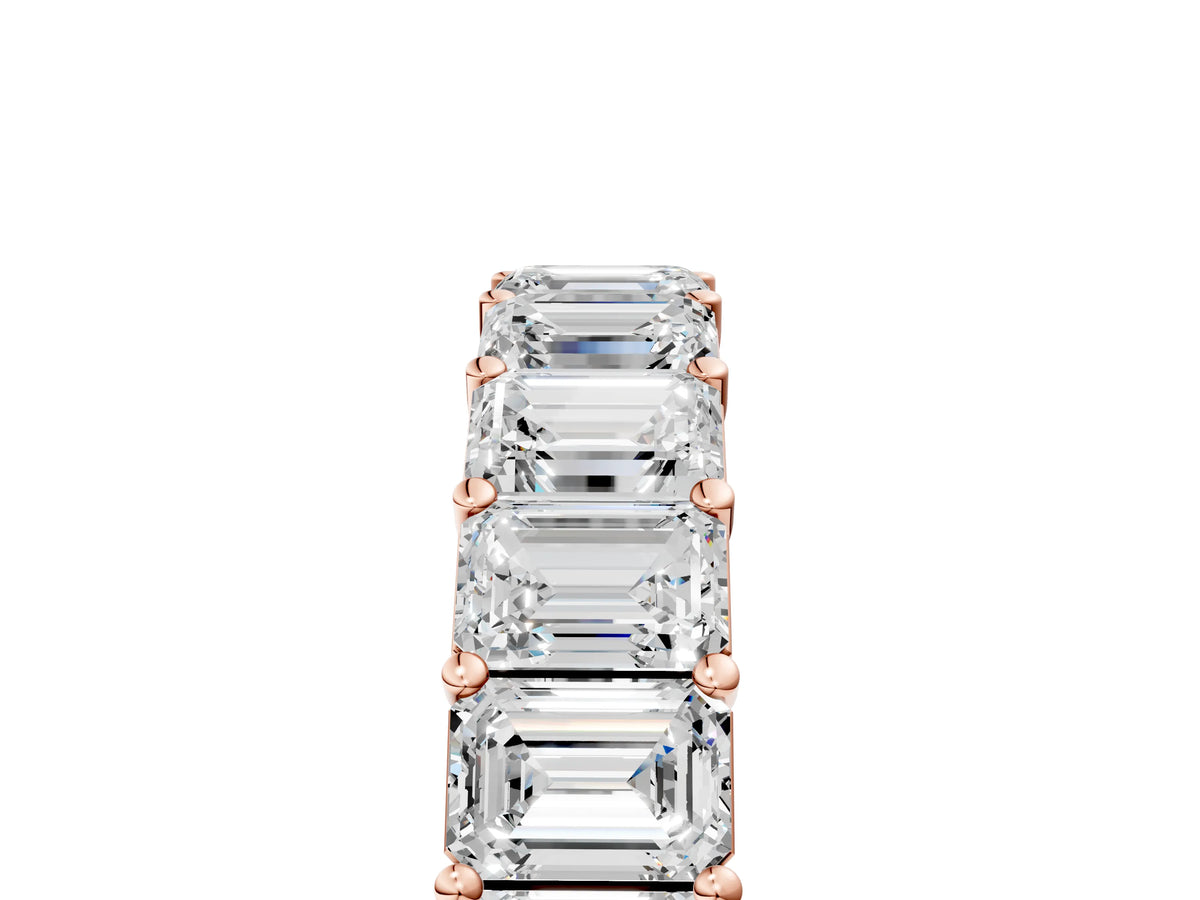 Rose gold Emerald Cut Diamond Eternity Band with Shared Prong Setting_5