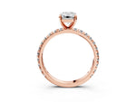 Rose gold Emerald Cut Diamond Pavé Solitaire Ring with Round Band and Prong Setting_3