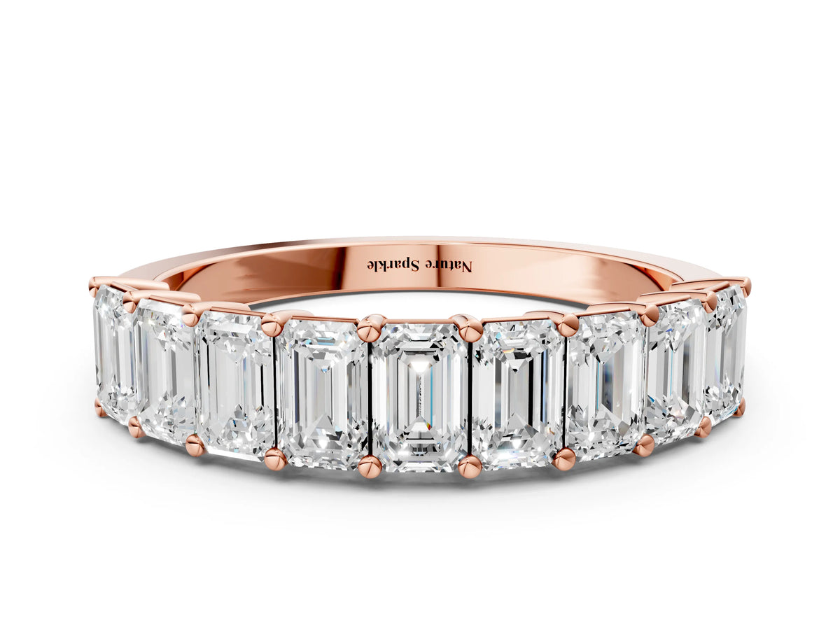 Rose gold Emerald Cut Diamond Prong-Set Eternity Band