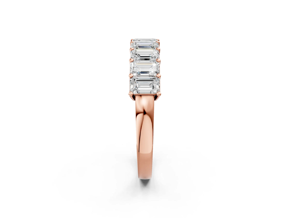 Rose gold Emerald Cut Diamond Prong-Set Eternity Band_2