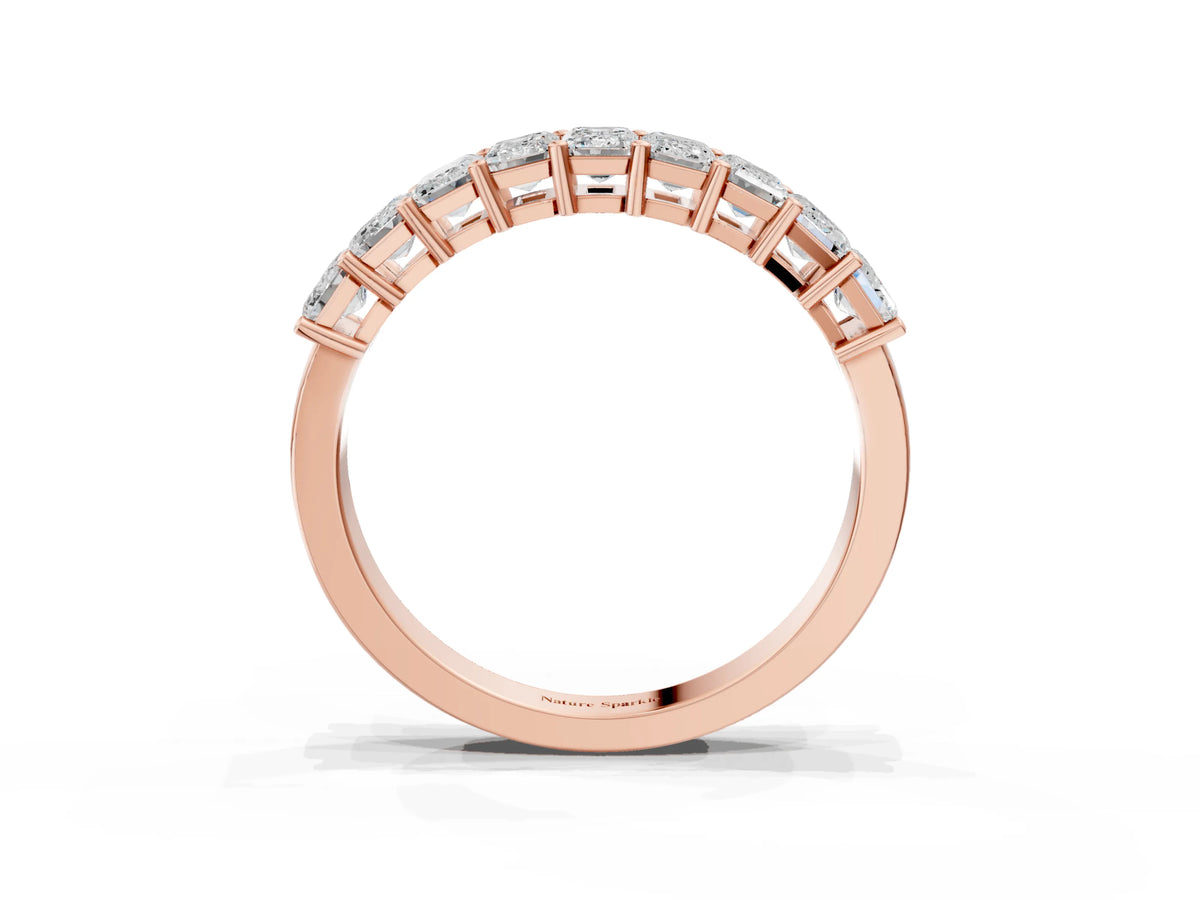 Rose gold Emerald Cut Diamond Prong-Set Eternity Band_3