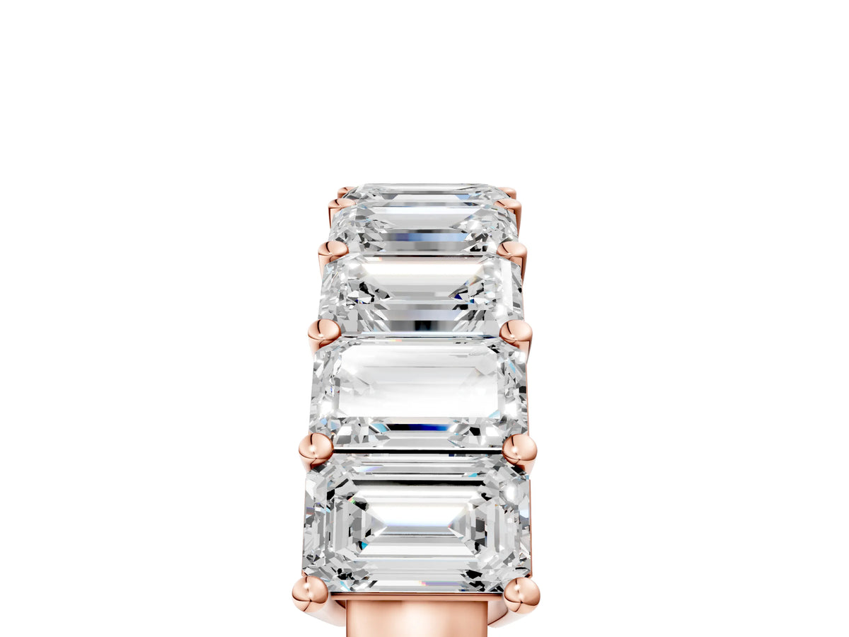 Rose gold Emerald Cut Diamond Prong-Set Eternity Band_5