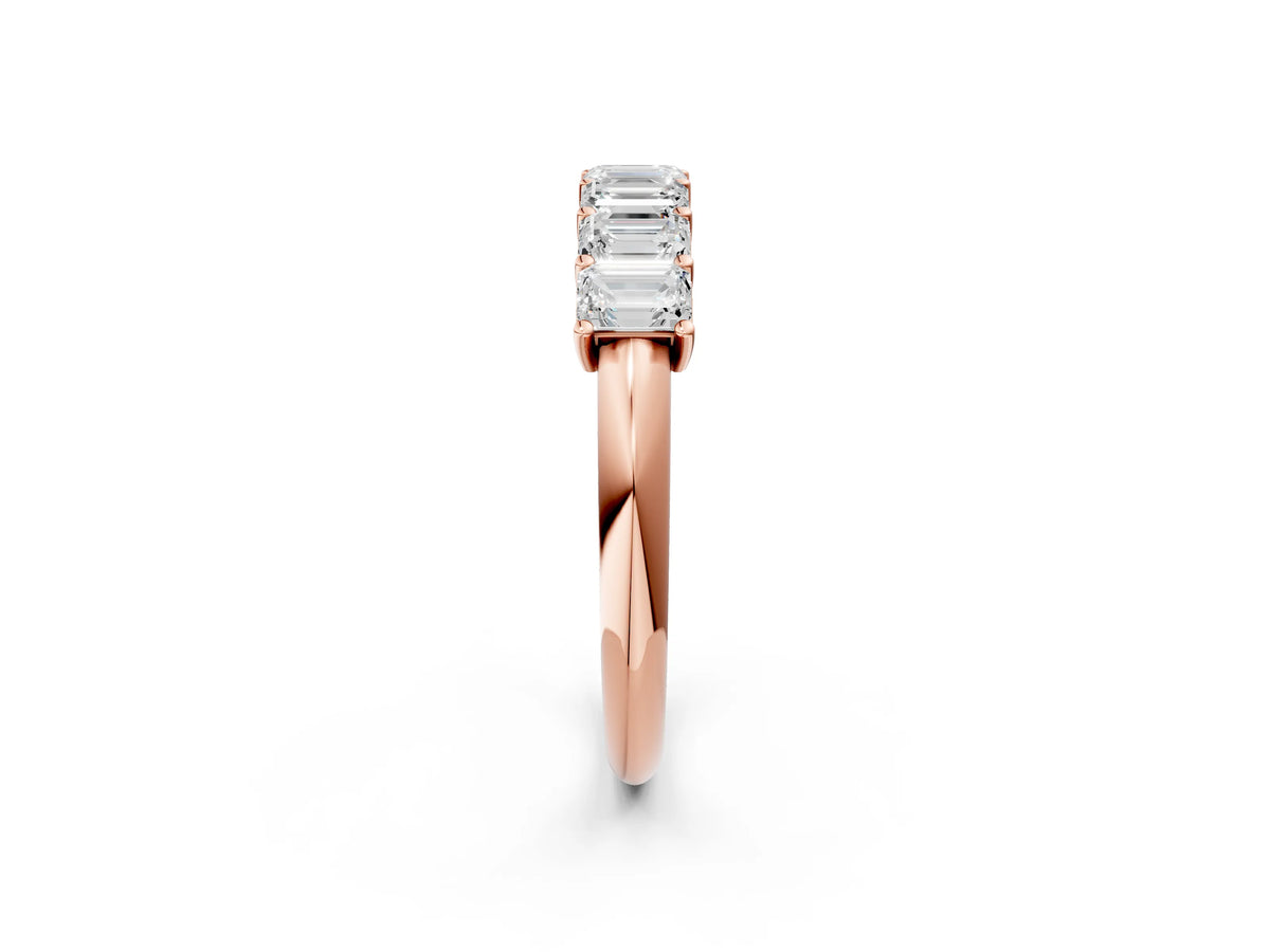 Rose gold Emerald Cut Diamond Prong-Set Half Eternity Band_2
