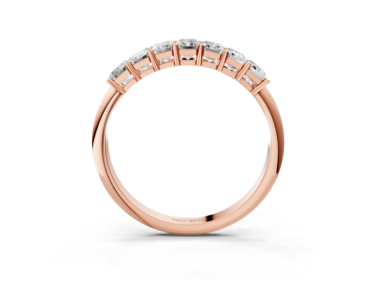 Rose gold Emerald Cut Diamond Prong-Set Half Eternity Band_3