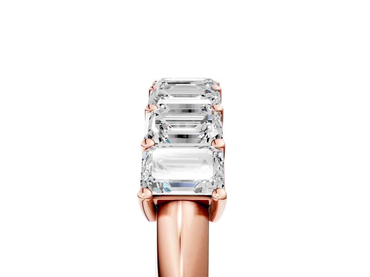 Rose gold Emerald Cut Diamond Prong-Set Half Eternity Band_5