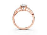 Rose gold Emerald Cut Diamond Solitaire Ring with Four-Prong Setting and Twisted Pavé Band_3