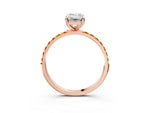 Rose gold Emerald Cut Diamond Solitaire Ring with Round Citrine Pavé Band and Prong Setting_3