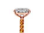 Rose gold Emerald Cut Diamond Solitaire Ring with Round Citrine Pavé Band and Prong Setting_5