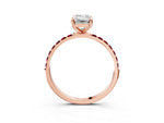 Rose gold Emerald Cut Diamond Solitaire Ring with Round Garnet Pavé Band and Prong Setting_3