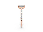 Rose gold Emerald Cut Diamond Solitaire Ring with Round Moissanite Pavé Band and Prong Setting_2