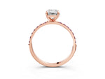 Rose gold Emerald Cut Diamond Solitaire Ring with Round Morganite Pavé Band and Prong Setting_3