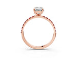 Rose gold Emerald Cut Diamond Solitaire Ring with Round Ruby Pavé Band and Prong Setting_3