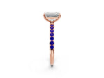 Rose gold Emerald Cut Diamond Solitaire Ring with Round Tanzanite Pavé Band and Prong Setting_2