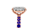 Rose gold Emerald Cut Diamond Solitaire Ring with Round Tanzanite Pavé Band and Prong Setting_5