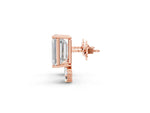 Rose gold Emerald Cut Diamond Stud Earrings with Round and Oval Accents_1