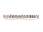 Rose gold Emerald Cut Diamond Tennis Bracelet with Bezel Setting