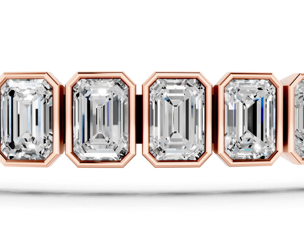 Rose gold Emerald Cut Diamond Tennis Bracelet with Bezel Setting_1
