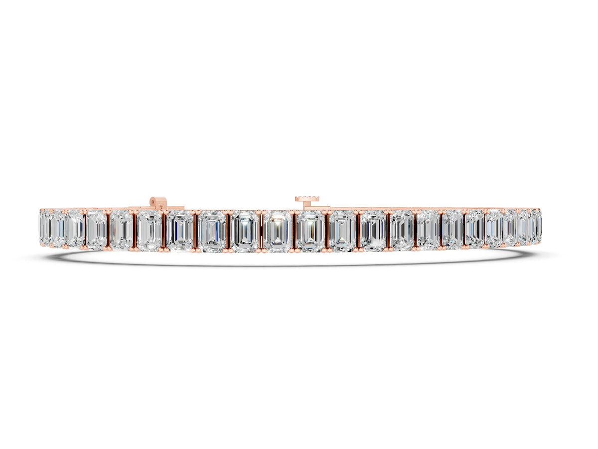 Rose gold Emerald Cut Diamond Tennis Bracelet with Four-Prong Setting