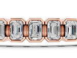 Rose gold Emerald Cut Diamond Tennis Bracelet with Half Bezel Setting_1