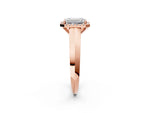 Rose gold Emerald Cut Halo Diamond Ring with Cathedral Band and Four-Prong Setting_2
