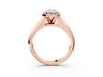 Rose gold Emerald Cut Halo Diamond Ring with Cathedral Band and Four-Prong Setting_3