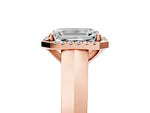Rose gold Emerald Cut Halo Diamond Ring with Cathedral Band and Four-Prong Setting_5