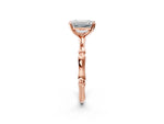 Rose gold Emerald Cut Solitaire Diamond Ring with Bamboo Band and Four-Prong Setting_2