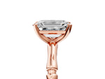 Rose gold Emerald Cut Solitaire Diamond Ring with Bamboo Band and Four-Prong Setting_5