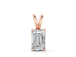Rose gold Emerald Cut Solitaire Pendant with Four-Prong Setting