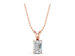 Rose gold Emerald Cut Solitaire Pendant with Four-Prong Setting_1